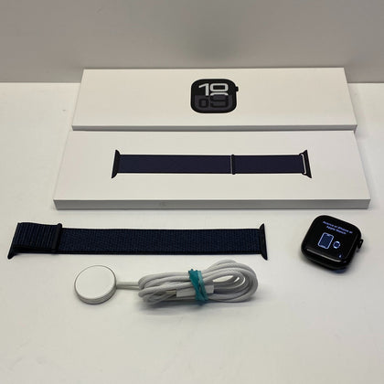 Apple Watch Series 10 42mm Jet Black Aluminum Case Ink Sport Loop Boxed