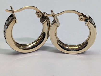 9ct Gold Cz Hoop Earrings