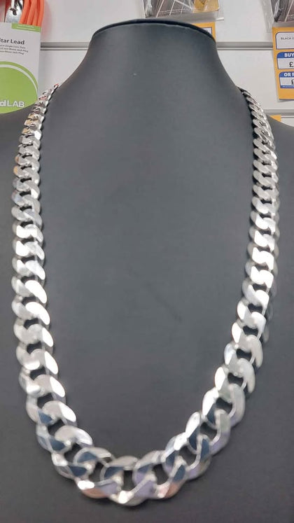 925 silver necklace Curb white style 111.2G 26