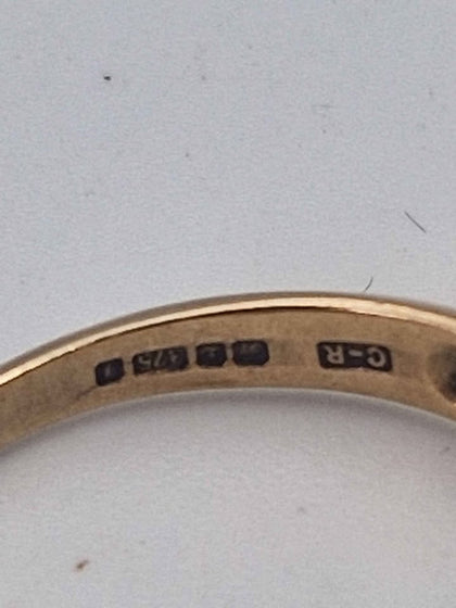 9ct Yellow Gold Ring With CZ Stone - Size N - 2.30 Grams