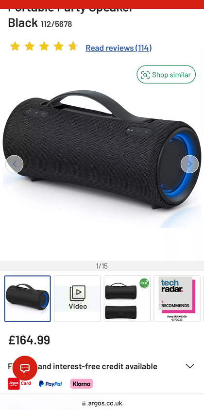 Sony SRS-XG300 Portable Bluetooth Speaker - Black