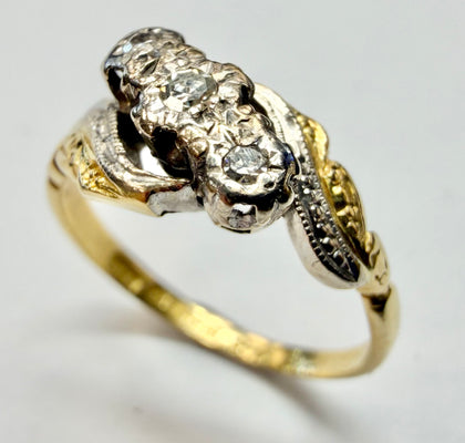 18ct gold & platinum & diamond ring size K 1/2