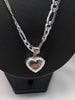 925 Sterling Silver 3-In-1 Figaro Chain With Heart Locket Pendant - 29.2 Grams - 24" Long *BRAND NEW