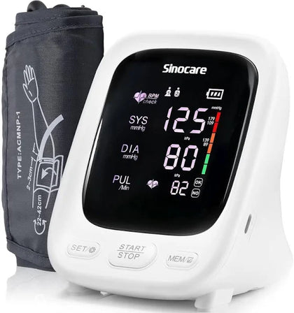 Sinocare Upper Arm Blood Pressure Monitor with LED Display & Irregular Heartbeat Detector