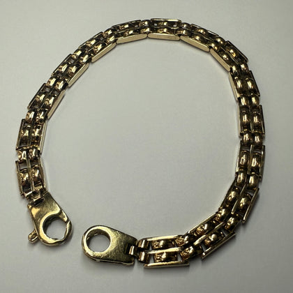 9CT GOLD FLAT CAGE BRACELET 8