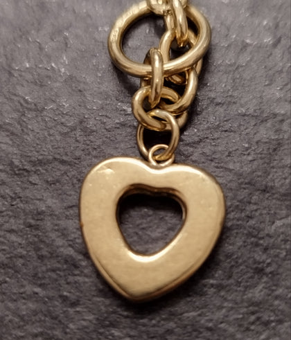Women's 9ct Gold Heart Charm T-Bar Belcher Bracelet - 7