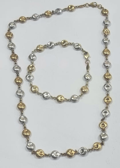 9ct White/Yellow Gold Chain & Bracelet Set