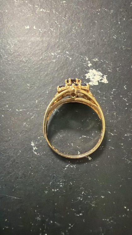 9ct Yellow gold and Blue stone ring
