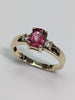 9ct Gold Diamond & Red Stone Ring
