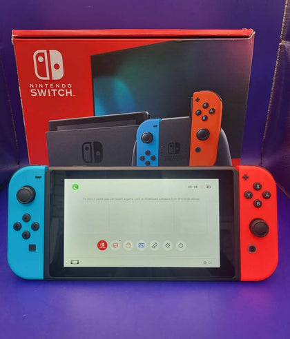 Switch Console, 32GB HAC-001-01 + Neon Red/Blue Joy-Con, Boxed With All Accessories