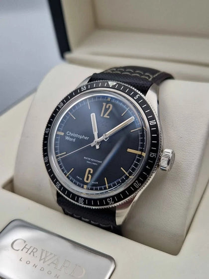 Christopher Ward C654 Manual Wind Gents Dress Watch – Black Dial – Boxed