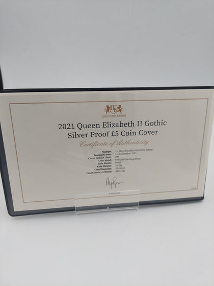 2021 QUEEN ELIZABETH II GOTHIC SILVER PROOF £5 COIN 925 SILVER *RARE*