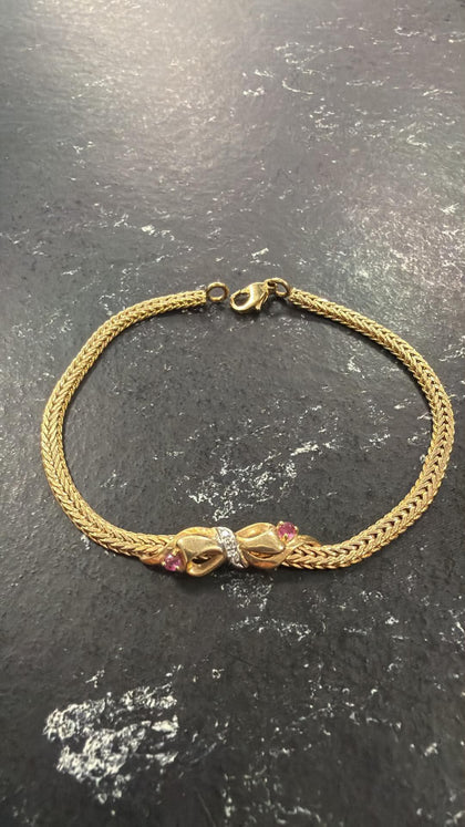9ct Ruby & Diamond bow Bracelet