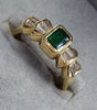 18ct Gold Diamond Ring Green Stones Size L