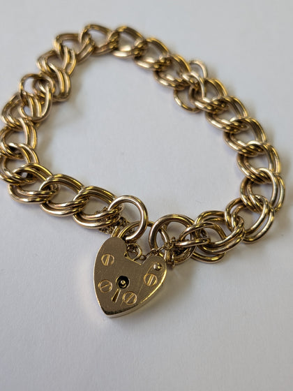 9ct Gold Ladies Charm Bracelet With Locket