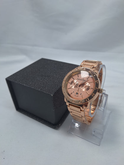 Pandora authentic womens rose gold quartz stainless steel watch boxed