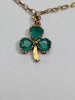 9ct Gold Emerald Three Leaf Clover Pendant & Chain