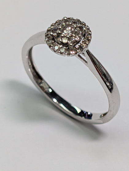 9ct White Gold Diamond Cluster Ring