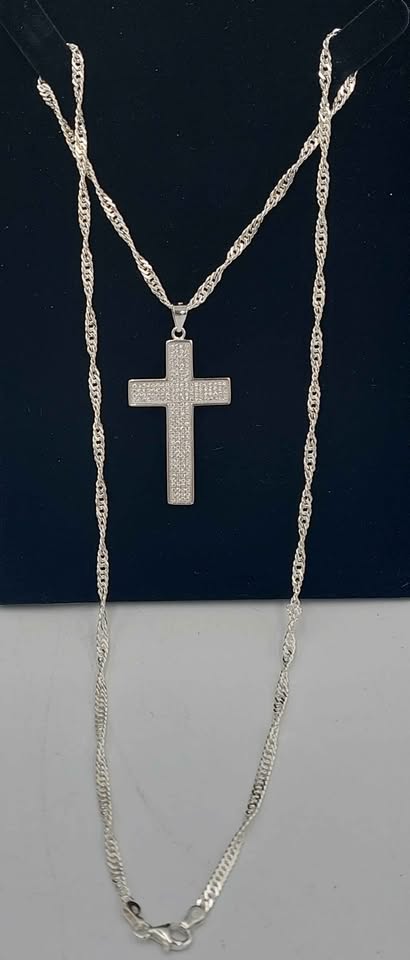 BRAND NEW 925 silver necklace with cross pendant 12.0g 24