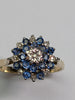 9CT Gold Diamond & Blue Stone Ring