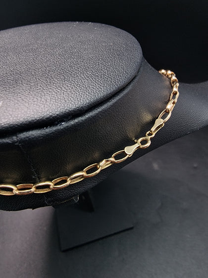 9ct Yellow Gold Thin Belcher Chain With Football Pendant - 20