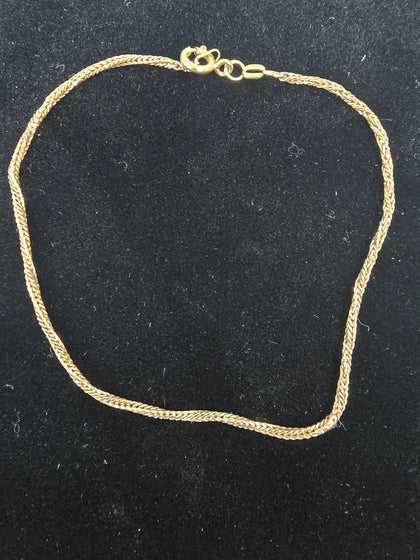 9ct GOLD ANKLE BRACELET 375 2.8G 10'' IN LENGTH