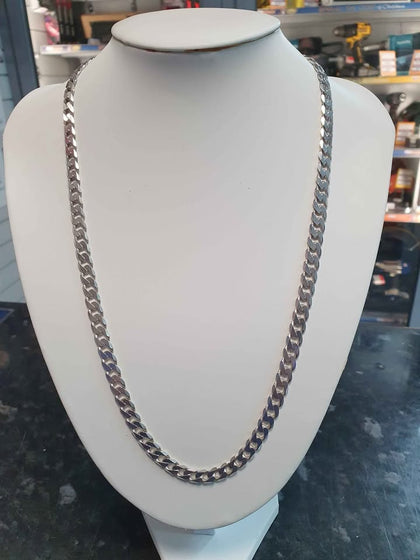 Narrow Silver Curb Chain - 24