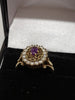 9ct Yellow Gold Ring with Clear & Purple Stones - Size N -  3.16g
