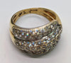 375 HALLMARKED, YELLOW GOLD, 3 LANE BAND WITH STRONES, Size 8/Q, 7.1g, Boxed