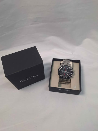 Bulova Precisionist 98B213 Mens Chronograph Sweeping Quartz Watch - Boxed With Steel Bracelet