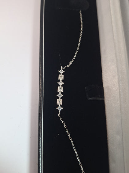 NEW OTHER SILVER BRACELET WITH STAR AND SQUARE ,CZ ,925, LENGHT 8