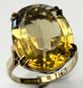 9ct gold dress ring with large yellow stone size K 1/2