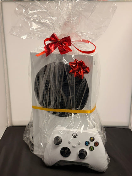 xbox series s 512gb console with decorative wrapping