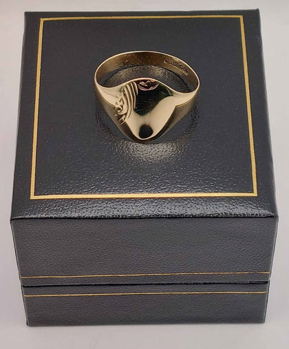 9ct 375 yellow gold pinky ring size O 1.75g Boxed