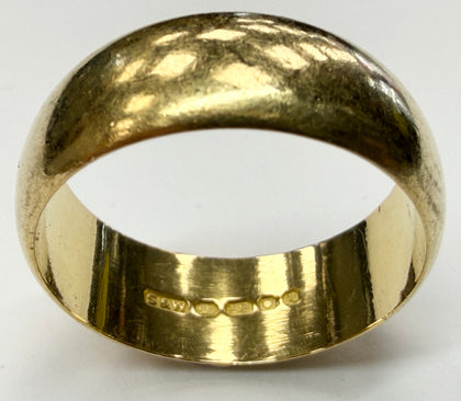 18ct yellow gold wedding band ring size T 1/2