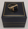 9ct Yellow gold ring with black stone 2.5g size R Boxed full hallmarked