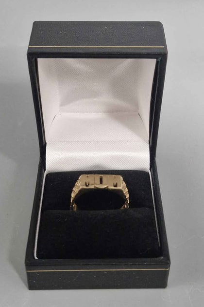 9ct GOLD MUM RING 375 2.3G 1'' Size R