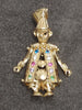 9ct Vintage Yellow Gold Gemset Articulated Clown Pendant