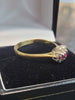 18ct Yellow Gold Ring With Clear And Red/Pink Stones - 3.15G - Size T. Hallmarked