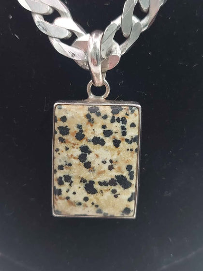 (925 Hallmarked&Tested), 59.4g Silver Chain With Dalmation Jasper Pendant, 22