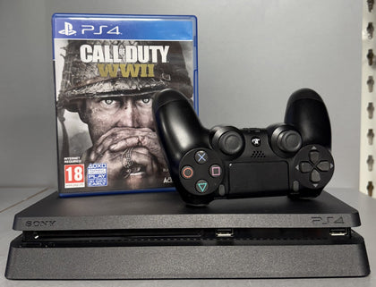 Sony Playstation 4 Slim 500GB Black Console Bundle ( + Call Of Duty WW2 ) ** Unboxed **