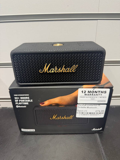Marshall Emberton III Portable Bluetooth Speaker - Black & Brass