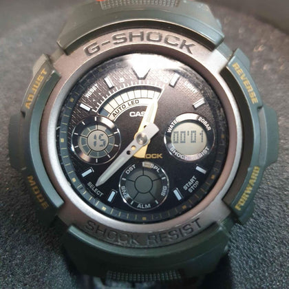 Casio G-shock 4778 Aw-590 Black Digital Analog Quartz Men's Watch