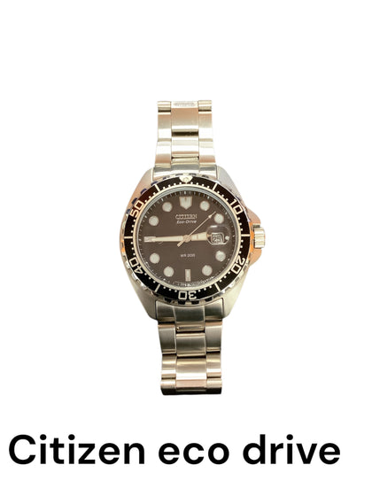 Citizen Eco-Drive Black Dial & Stainless Steel Watch boxed