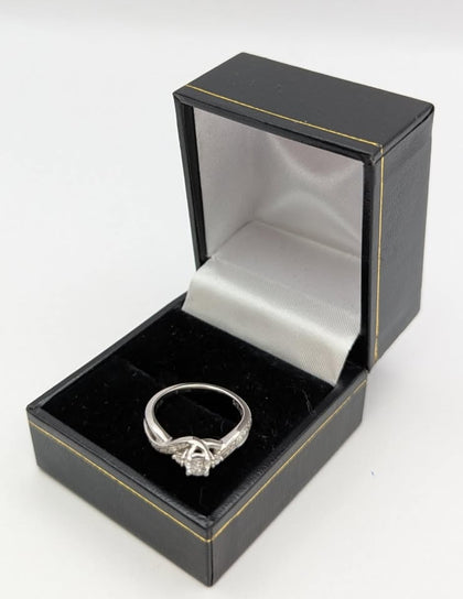 750 HALLMARKED 18k WHITE GOLD, FOREVER RING WITH 0.4CT DIAMOND EMBEDDE, 4.10G, SIZE: K, BOXED