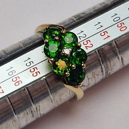 9CT GOLD GREEN STONE RING SIZE N 2.20G PRESTON STORE