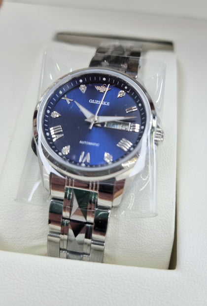 OUPINKE Watch 3171 Swiss Craft Mechanical Silver Blue **BRAND NEW**