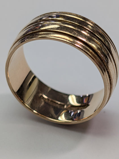 9ct Gold Barrel Wedding band Ring