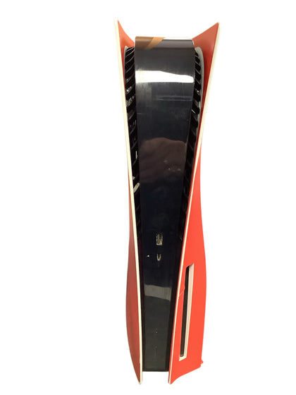 Playstation 5 Console with red skin and black pad Disc Edition