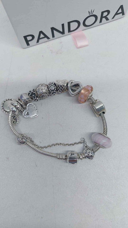 Pandora (ALE 925) Sterling Silver Bracelet With 13 Charms & Safety - 8